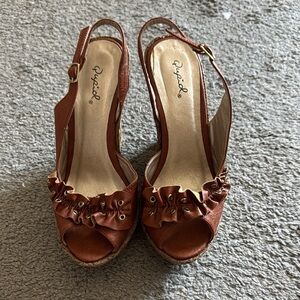 Qupid Brown Slingback Sandals